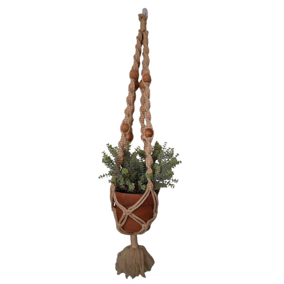 Vintage Tasseled Beaded Macrame Plant Hanger Large 42" - Picture 1 of 3